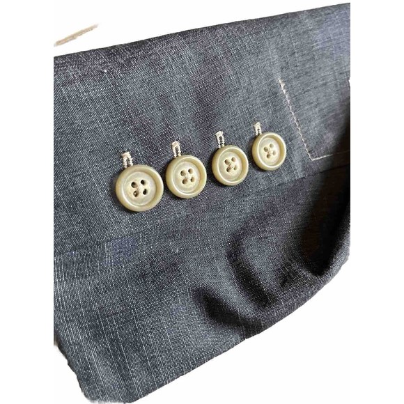 Rafaela Jean Denim Blazer Jacket Women's Size 6P with Shoulder Pads - Picture 4 of 5